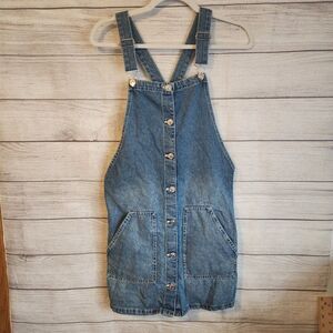H&M Denim Overall Button Pinafore Dress in Light Wash Size 34/US 4 XS